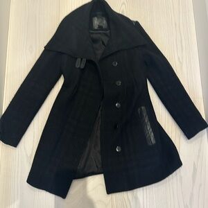 Mackage wool and leather detail coat